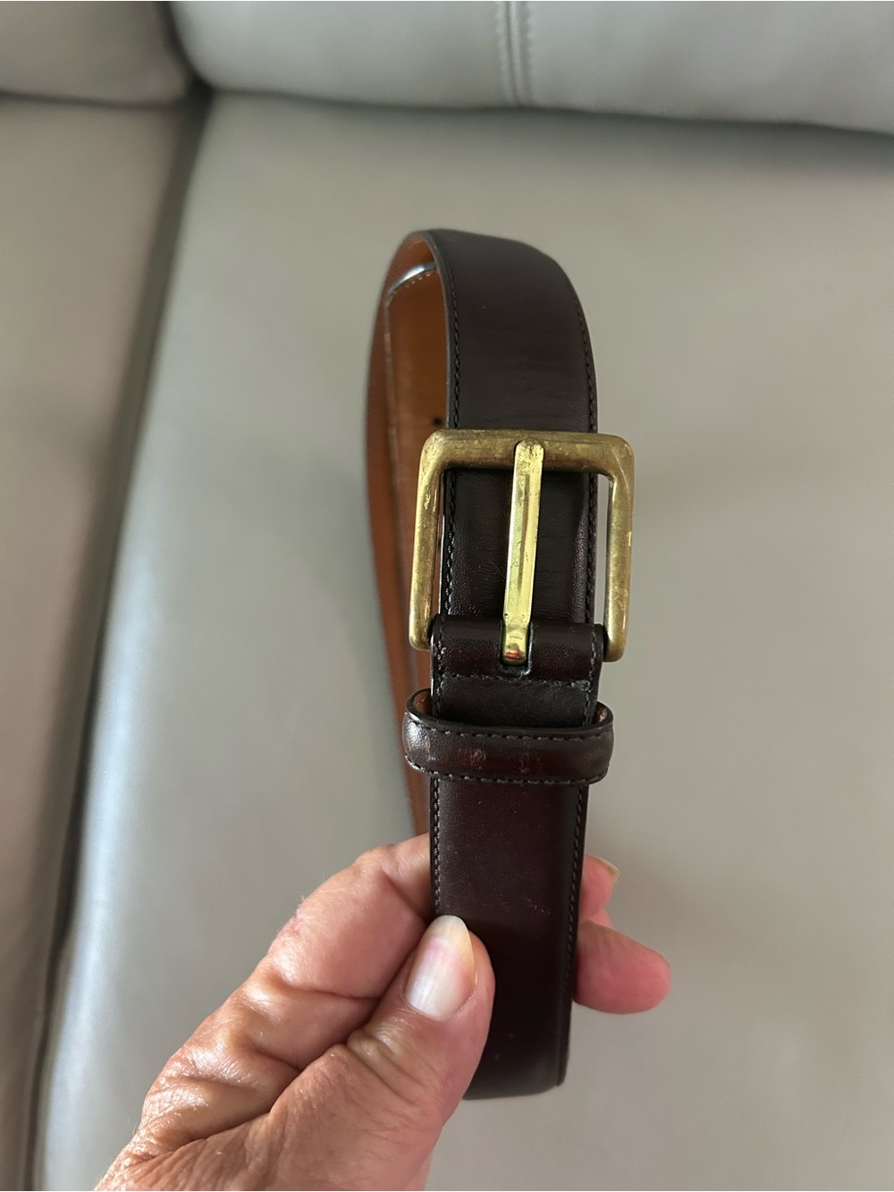 Coach Men's or Woman’s Classic Brown Leather Belt with Brass Buckle